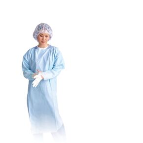 Medline NONTH150Z Thumbs Up Polyethylene Isolation Gown, Latex Free, Regular/Large, Blue (Pack of 15)