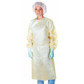 Medline Medium-Weight Coated Polypropylene Isolation Gowns, X-Large, Yellow (Pack of 50)