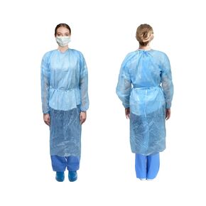 Medidenta Non-Woven Isolation Gowns with Elastic Cuffed Sleeves, Neck and Waist Ties - Breathable, Full-Coverage Protection – One Size Fits All, 10-Pack, Blue