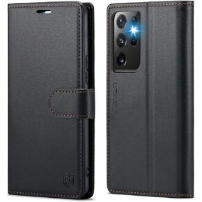 for Samsung Galaxy S21 Ultra Wallet Case with RFID Blocking Credit Card Holder, PU Leather Folio Flip Kickstand Protective Shockproof Cover Women Men for Samsung S21 Ultra Phone case(Black)