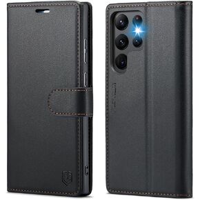 for Samsung Galaxy S22 Ultra Wallet Case with RFID Blocking Credit Card Holder, PU Leather Folio Flip Kickstand Protective Shockproof Cover Women Men for Samsung S22 Ultra Phone case(Black)