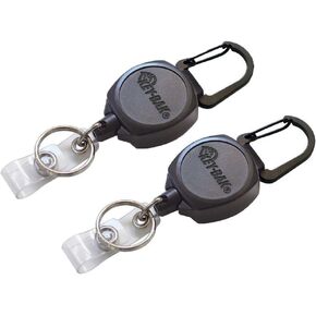 Key-Bak Sidekick Professional Heavy Duty Self Retracting ID Badge / Key Reel with Retractable Kevlar Cord, 24" Black (2 Pack)
