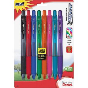 Pentel EnerGel-X Colors Retractable Liquid Gel Pen, 0.7mm, Metal Tip, Assorted Ink, 8 Count (Pack of 1)