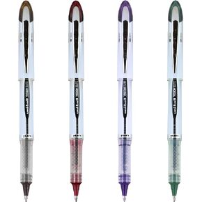 Uniball Vision Elite BLX Rollerball Pens, Blue/Black Pens Pack of 4, Bold Pens with 0.8mm Ink