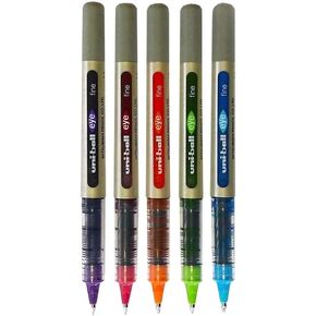 Uni-Ball EYE UB-157 Fine Liquid Ink Rollerball Pen - Tropical Set - Pack of 5