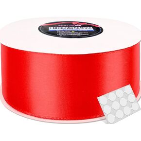 ORD OF SP Red Satin Ribbon 1 1/2 Inch, 60 Yards Red Silk Ribbon for Gift Wrapping, Flower Bouquet, Wedding Party Decoration, Sewing, Crafts and More