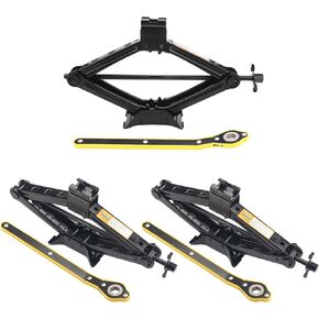 3 Set 2 Ton Scissor Jack for Car, with Hand Crank Portable Repair Tool Rust-Resistant for auto, SUV, Trailer, Station Wagon, by GENHAKON.