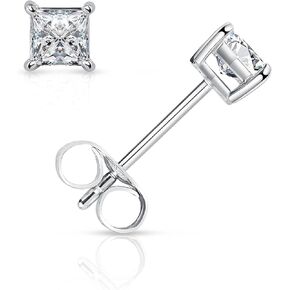 Diamond Affection 14K White Gold Lab Grown Diamond Stud Earrings for Women Princess Cut Diamonds