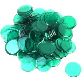 TG,LLC Treasure Gurus 100 Clear Green 7/8" Plastic Bingo Chip Transparent Game Card Marker