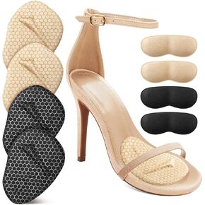 Metatarsal Pads, Heel Inserts for Women, Ball of Foot Cushions Women, (4 Pairs) Heel Pads for Shoes Too Big, High Heel Comfort Pads, Non Slip (Beige)