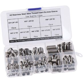 HOBBYIN 110Pcs Thread Repair Inserts,Stainless Steel Inner Thread Self Tapping Thread Inserts Set,Wire Inserts Screws Sleeve Assortment Kit for Automotive Repairs