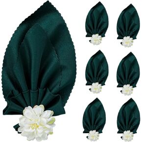 مجموعة مناديل وحلقات قماشية من LXKBD مكونة من 6 قطع، مناديل بوليستر قابلة للغسل وحامل حلقات زهور صناعية لحفلات الزفاف وعشاء الغداء, 18x18 بوصة in Kuwait