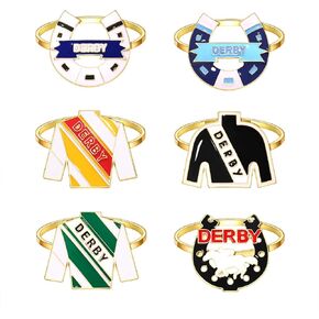 Race Horse Napkin Rings Set of 6 Kentucky Derby Themed Horseshoe Derby Suit Gold Metal Farmhouse Napkin Rings Kentucky Derby Party Table Decoration