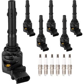 Set of 6 Ignition Coil Pack Spark Plugs Fits for 2006 2007 2008 2009 2010 2011 2012 Mercedes Benz E350 ML350 R350 C230 C280 C300 C350 GLK350 SLK350 CLK350 3.5 V6 Ignition Coils Spark Plugs UF535