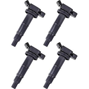 POHILA Set of 4 Ignition Coil Pack Compatible with Toyota Corolla 2009-2010, Camry 2002-2011, Highlander 2001-2007 & Pontiac Vibe 2009-2010 - 2.0L, 2.4L Replacement for 90919-02244