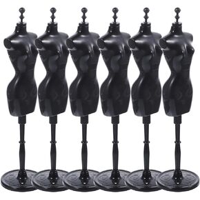 HOMSFOU Doll Cloth Form 6Pcs Doll Dress Form Mini Mannequin Model Cloth Gown Clothing Demountable Display Stand for Dollhouse Display Holder Black Doll Dress Stand