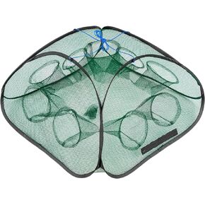 QualyQualy Fishing Net, 2pcs Crawfish Trap for Creeks Foldable Minnow Trap Crawdad Shrimp Bait Traps Crab Nets for Fish Crabbing