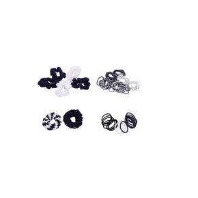 French Toast Kid's School Uniform Assorted Ponytail Holders 4-pack, Navy Blue & White, One Size