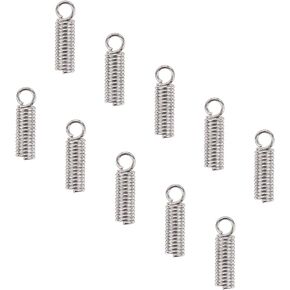 UNICRAFTABLE About 100pcs 304 Stainless Steel Tube Coil Cord Ends Silver Color Findings Leather Cord Ends Caps for DIY Jewelry Making 8x2mm, Hole 1.4mm
