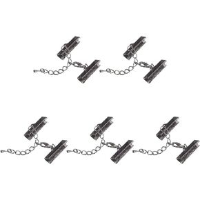 uxcell 20Sets Ribbon Crimp Clamp Ends with Lobster Claw Clasps & Extension Chain, 25mm Cord End Clasps for DIY Craft Making, Bronze Tone