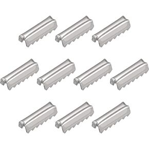 uxcell Fold Over Crimp End Caps, 200Pcs 11mm x 3mm Ribbon Crimp End Fasteners for Leather Decoration DIY Accessories, Silver Tone