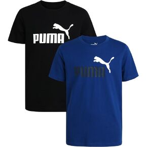 PUMA Boys' T-Shirt - 2 Pack Core Logo T-Shirt for Boys - Basic Athletic Crewneck Short Sleeve Tee (S-XL)