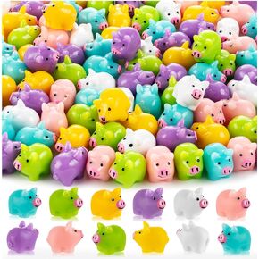 78PCS Mini Resin Pigs Cute Pigs Figures Miniature, Colorful Tiny Pigs Charms for Cake Topper Garden Landscape Aquarium Potted Plant Dollhouse Hide Game Room Decor DIY Craft