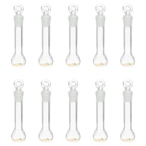 PATIKIL 50ml Volumetric Flask, 10Pcs 3.3 Borosilicate Glass Graduated Volumetric Measuring Flask with Glass Stopper Tolerance 0.12ml for Lab Experiment, Clear