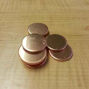 Lot of 10 Copper Round Disc Blanks, 1/4" Dia. x 1/8" Thick (.125)