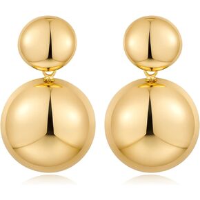 CUFELMU Gold Ball Earrings for Women Polished Double Half Ball Stud Earrings Fashion Jewelry Gifts