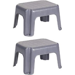 Rubbermaid Durable Plastic Roughneck Household Small Sturdy Step Stool with 200-LB Weight Capacity, Gray (2 Pack)