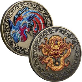 الصينية المقدسة لونج وفينيكس محظوظ عملة اليانصيب تذكرة خدش أداة محظوظ السحر التحدي عملة in Kuwait