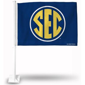 Rico Industries NCAA SEC Standard Double Sided Double Sided Car Flag - 16" x 19" - Strong Pole That Hooks onto Car/Truck/Automobile