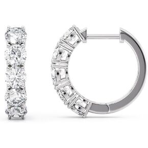 1 to 4 Carat Lab Grown Diamond 5 Stone Hoop Earrings for Women I 14k White Gold Hoops (E-F, VS1, cttw) Hinged Hoop Earrings by Privosa Fine Jewelry