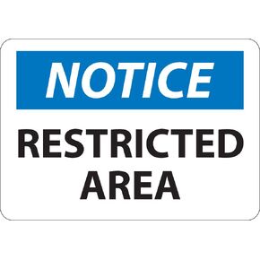 National Marker N337RB "Notice, Restricted Area" Sign, Rigid Plastic, 10" x 14"