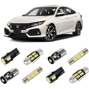 BRISHINE White Interior LED Lights Kit for Honda Civic 2016 2017 2018 2019 2020 2021 Super Bright 6000K Interior LED Light Bulbs Package and Install Tool