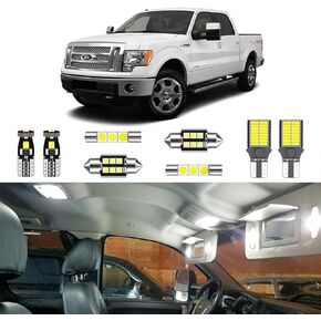 مجموعة أدوات إضاءة داخلية LED بيضاء ساطعة للغاية مكونة من 9 قطع من LIGHSTA لسيارة Ford F150 2009 2010 2011 2012 2013 2014 + أضواء البضائع + أضواء لوحة الترخيص وأداة التثبيت