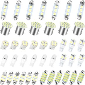 AUCELI 42 Pcs Car LED Bulbs, Auto Interior Light Kit Set, Super Bright T10 31 mm 36 mm 41 mm Replacement Bulb, Indoor Dome Map License Trunk License Plate White Lights