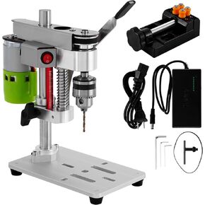 MXBAOHENG Mini Desktop Drill Press 7-speed Micro Drill Press with Work Light for Wood, Crafts and Jewelry Making, Small Table Drilling Machine 795 Motor B10 Chuck, with Belt and Motor Protective Cover