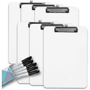 Small Dry Erase Board with Markers and Pen Holder (30 PCs Set) - 12.5 x 9 Inch Low Profile Mini Whiteboard Clipboards with Pen Holder, Classroom Essentials Easy to Clean Clipboards for Students