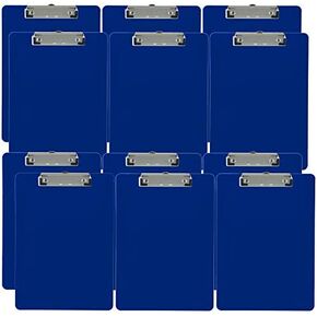 Trade Quest Plastic Clipboard Opaque Color Letter Size Low Profile Clip (Pack of 12) (Blue)