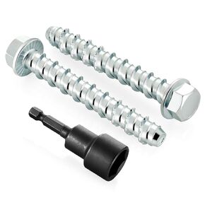 1/4" x 3" Concrete Screws, Zinc Plated Large Diameter Concrete Screw for Anchoring to Masonry, Concrete, Brick or Block, 50 PCS (Including One Socket Wrench)