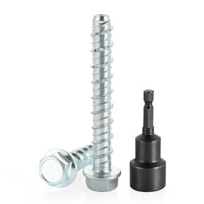 5/16" x 2" Zinc Plated Large Diameter Concrete Screw for Anchoring to Masonry, Concrete, Brick or Block, Quantity 25
