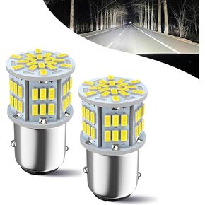 2 PCS Car 1156 LED Single Contact Turn Signal, BA15S 1141 1073 2396 7506 1003 3014-54SMD Super Bright Bulb, Tail Parking Light Reversing Light Replacement, Universal for Cars (White)