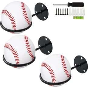NSBELL 3PCS Baseball Display Memorabilia Holder Heavy-Duty Wall Mount Rack for Collectibles Steel