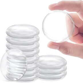 12 Pcs Door Stoppers Wall Protector, Reusable Door Knob Wall Protector, Door Stops for Wall with Self Strong Adhesive, Shock Absorbent Door Bumpers for Walls (Round 1.57inch, Clear)