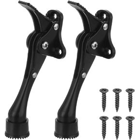 uxcell Kickdown Door Stop, 2Pack One Touch Kickdown Door Stopper Holder with Non-Slip Rubber Tip and Screws, 6-Inch Metal Door Kickstand for Bottom of Door, Gold