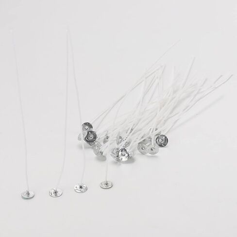 500 قطعة من فتائل الشموع، 6 بوصات مشمعة مسبقًا لصنع الشموع، فتيل قطني طويل لشمع الصويا مع قاعدة معدنية - شمعة يمكنك صنعها بنفسك in Kuwait