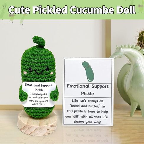 utosday Emotional Support Pickled Cucumber Gift, Handmade Mini Funny Emotional Support Pickled Cucumber Gift Cute Handwoven Ornaments for Birthdays Gifts (1) in Saudi Arabia