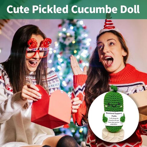 utosday Emotional Support Pickled Cucumber Gift, Handmade Mini Funny Emotional Support Pickled Cucumber Gift Cute Handwoven Ornaments for Birthdays Gifts (1) in Saudi Arabia